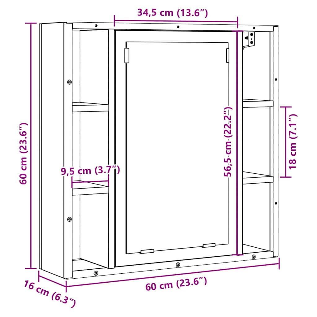 Bad-Spiegelschrank Artisan-Eiche 60x16x60cm Holzwerkstoff