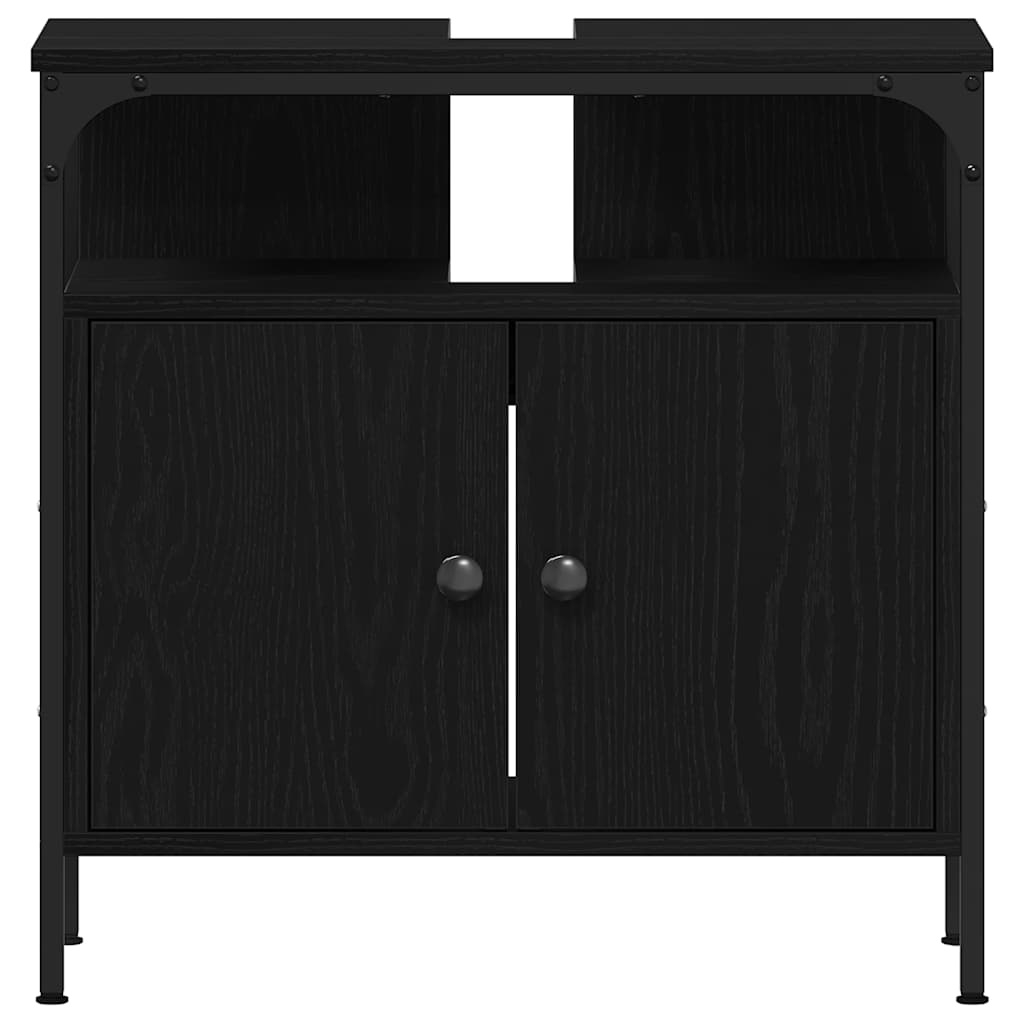 Waschbeckenunterschrank Schwarz Eichen-Optik 60x30x60 cm
