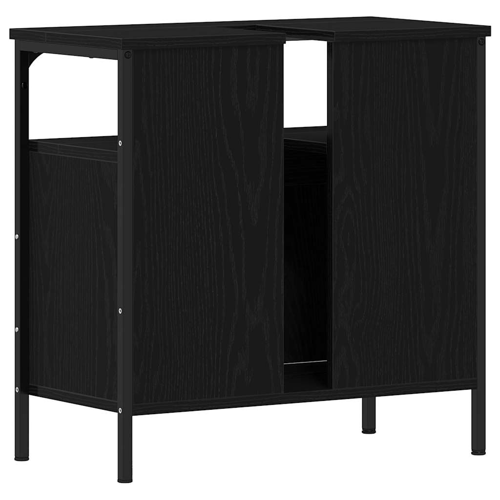 Waschbeckenunterschrank Schwarz Eichen-Optik 60x30x60 cm