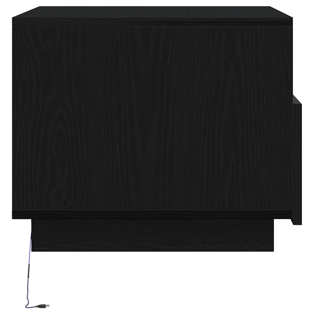 Couchtisch mit LED-Leuchten Schwarz Eichen-Optik 50x49x40 cm