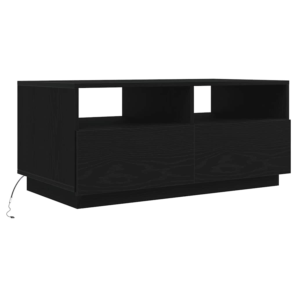 Couchtisch mit LED-Leuchten Schwarz Eichen-Optik 90x49x40 cm