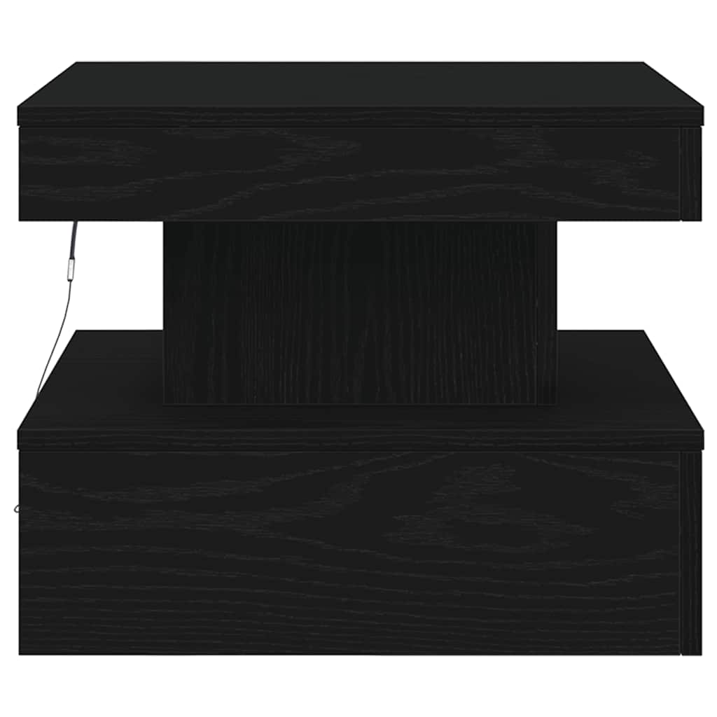 Couchtisch mit LED-Leuchten Schwarz Eichen-Optik 50x50x40 cm