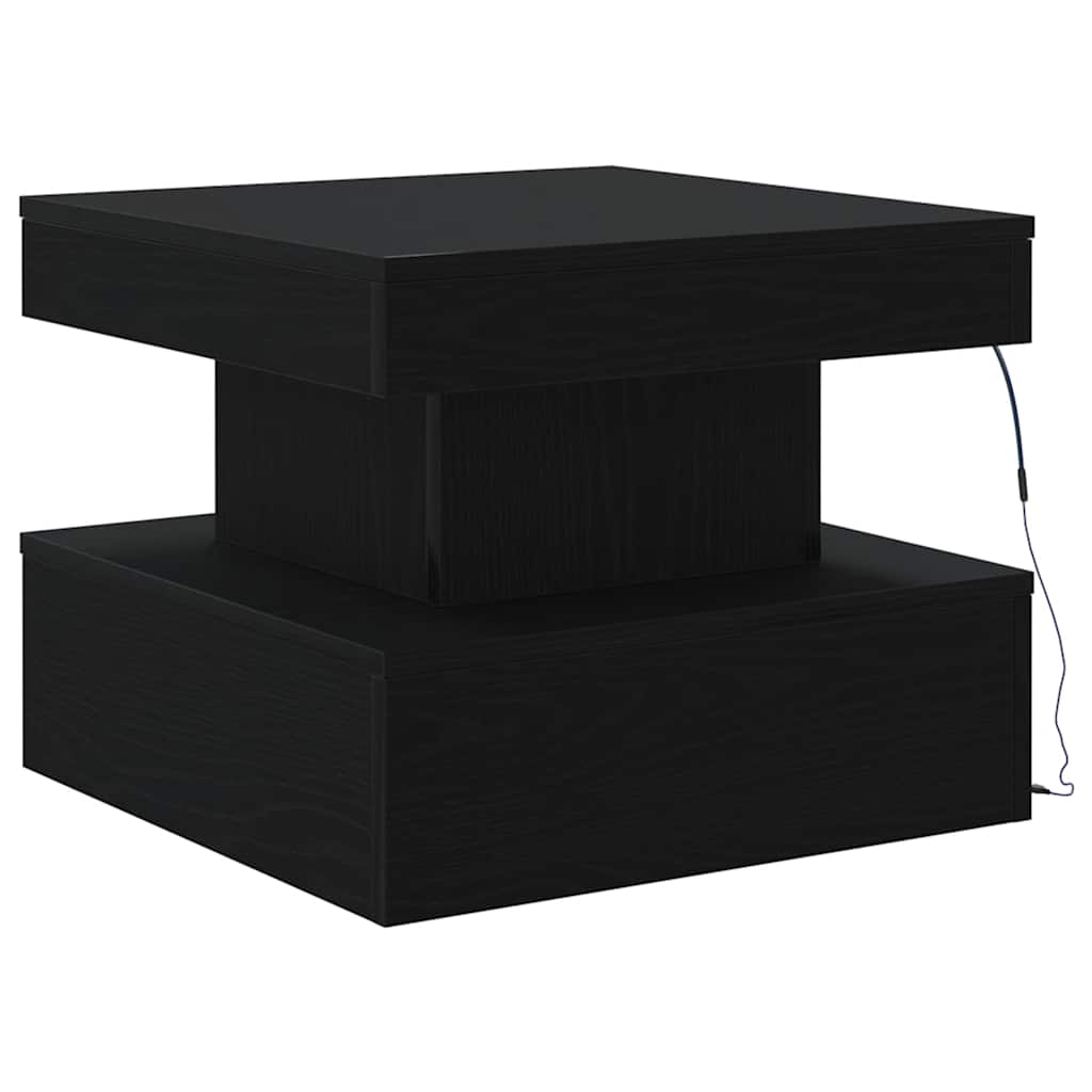 Couchtisch mit LED-Leuchten Schwarz Eichen-Optik 50x50x40 cm