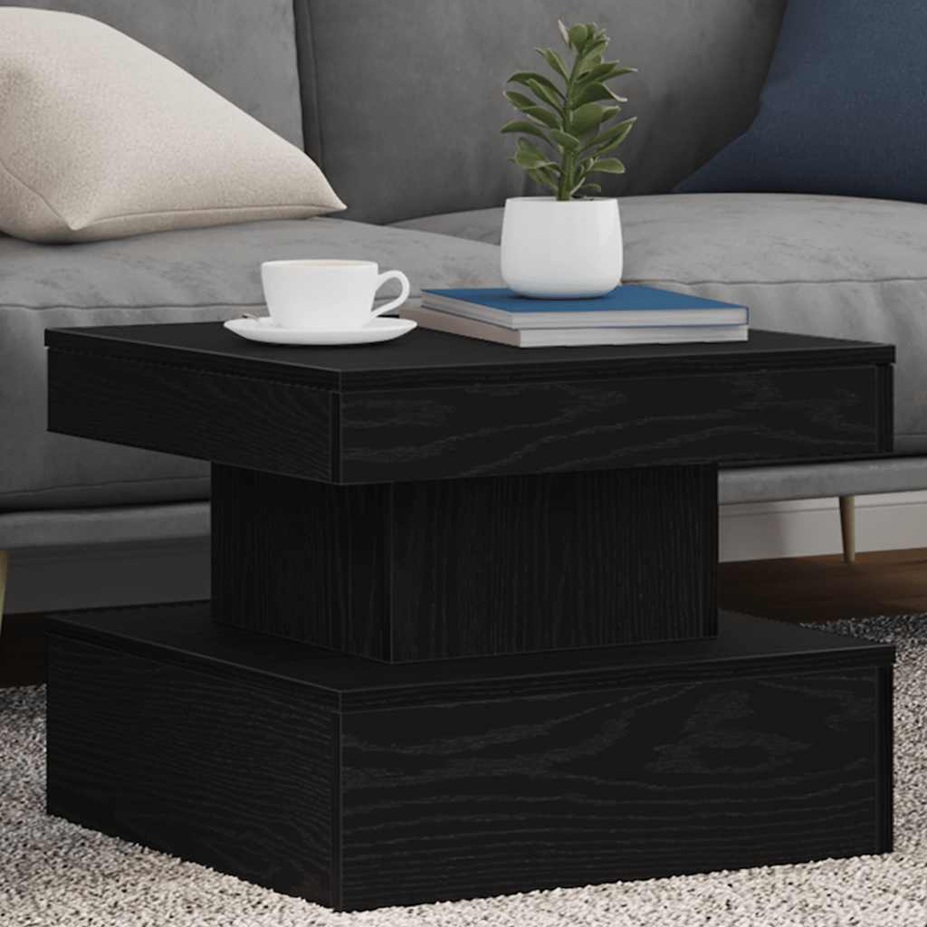 Couchtisch mit LED-Leuchten Schwarz Eichen-Optik 50x50x40 cm