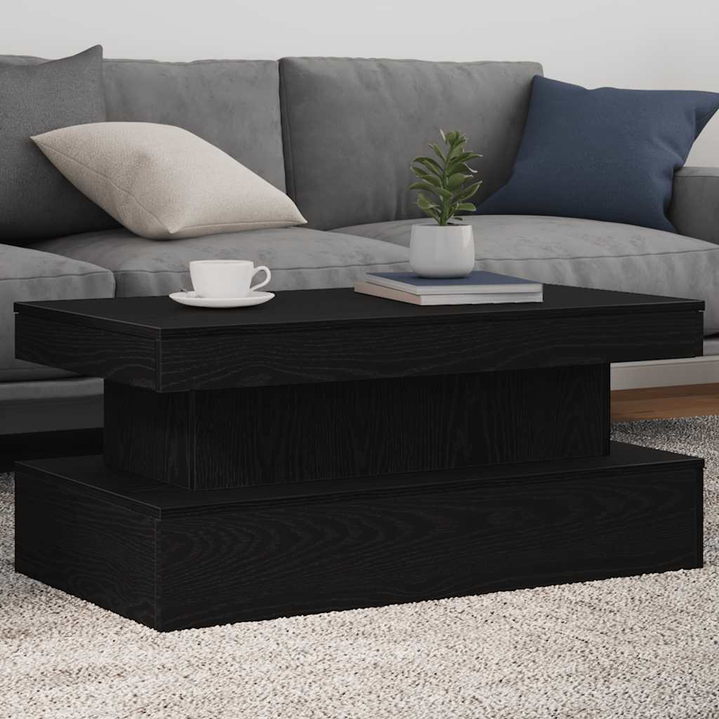 Couchtisch mit LED-Leuchten Schwarz Eichen-Optik 90x50x40 cm
