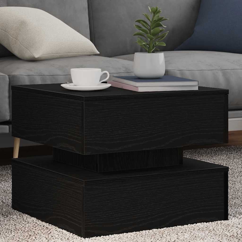 Couchtisch mit LED-Leuchten Schwarz Eichen-Optik 50x50x40 cm