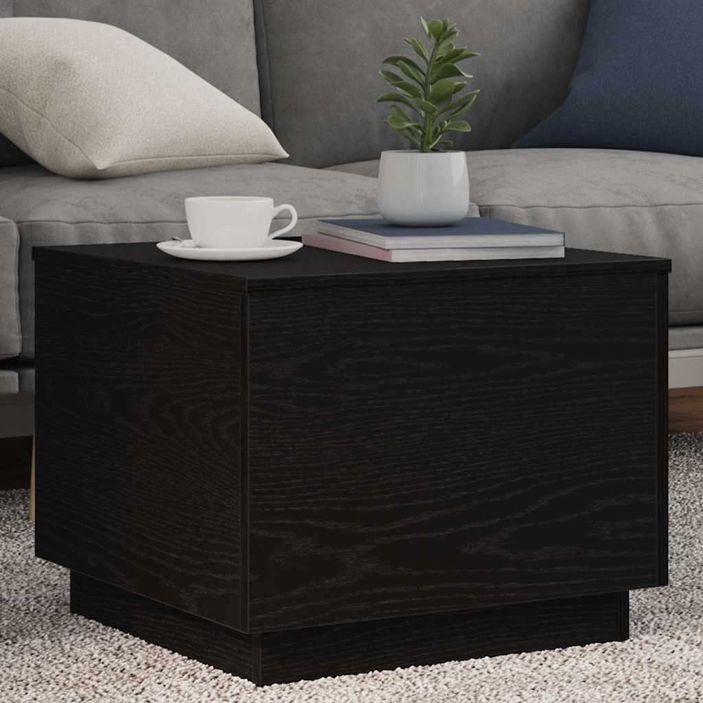 Couchtisch mit LED-Leuchten Schwarz Eichen-Optik 50x50x40 cm