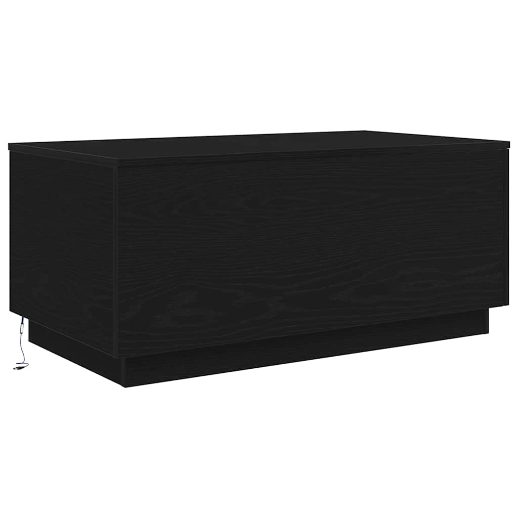 Couchtisch mit LED-Leuchten Schwarz Eichen-Optik 90x50x40 cm