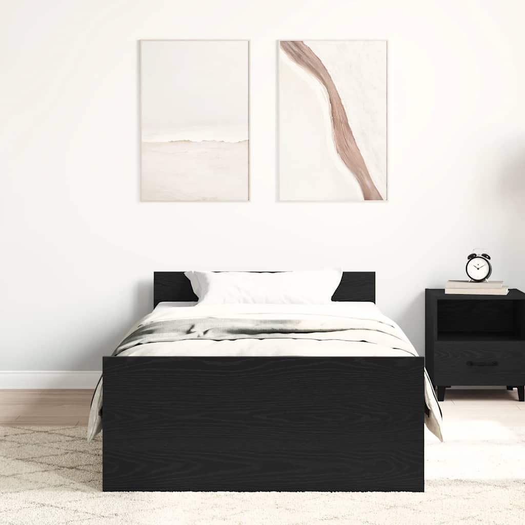 Bettgestell ohne Matratze Schwarz Eichen-Optik 75x190 cm