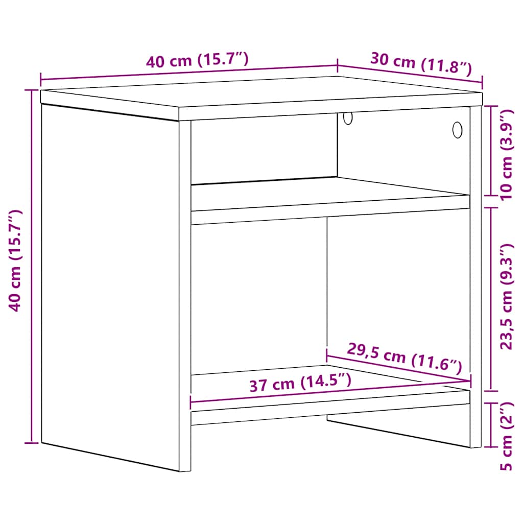 Nachttisch Schwarz Eichen-Optik 40x30x40 cm Holzwerkstoff