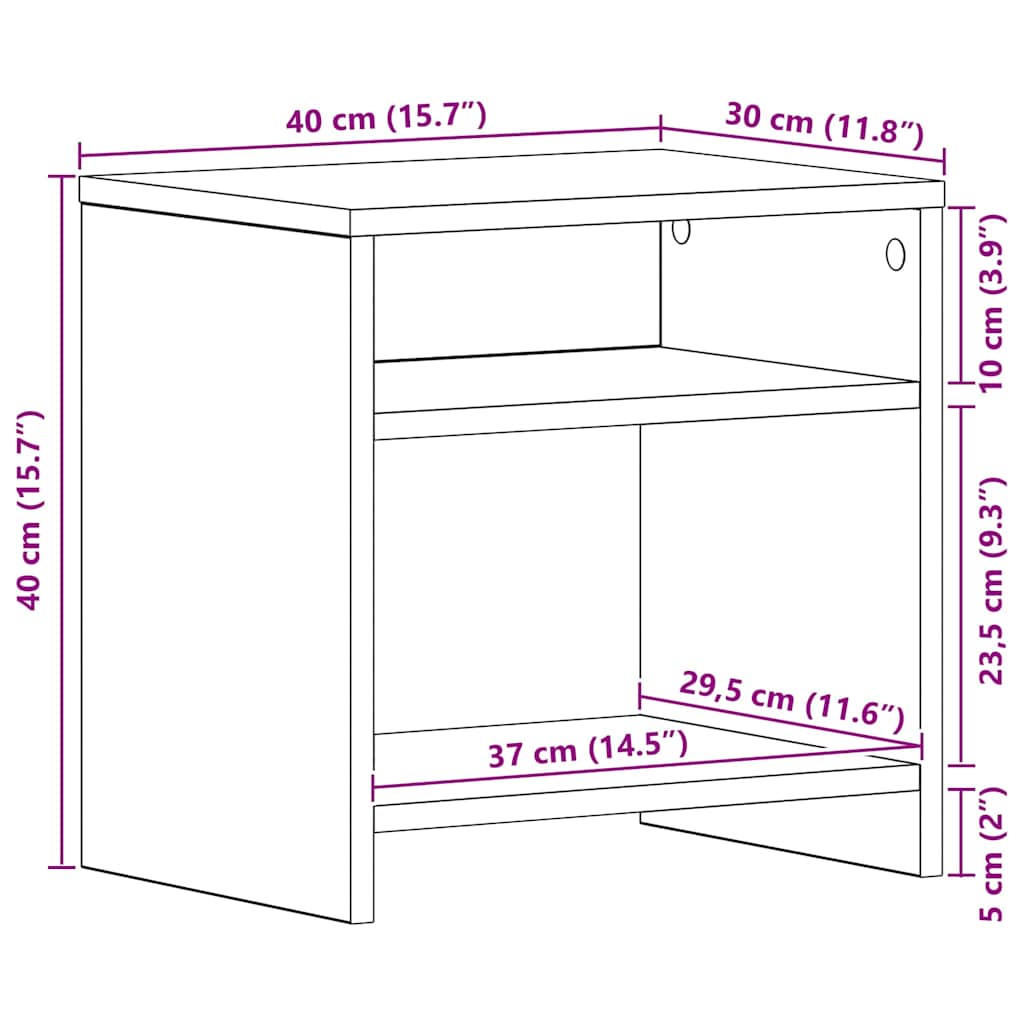 Nachttische 2Stk. Schwarz Eichen-Optik 40x30x40cm Holzwerkstoff