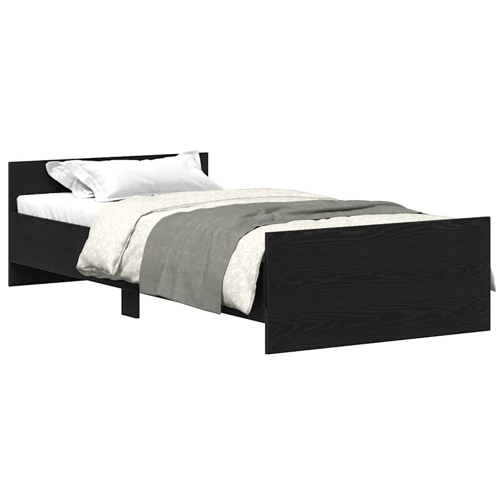 Bettgestell ohne Matratze Schwarz Eichen-Optik 90x190 cm