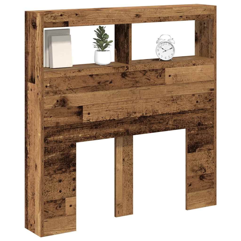 LED-Kopfteil mit Ablagen Altholz-Optik 100x17x102 cm