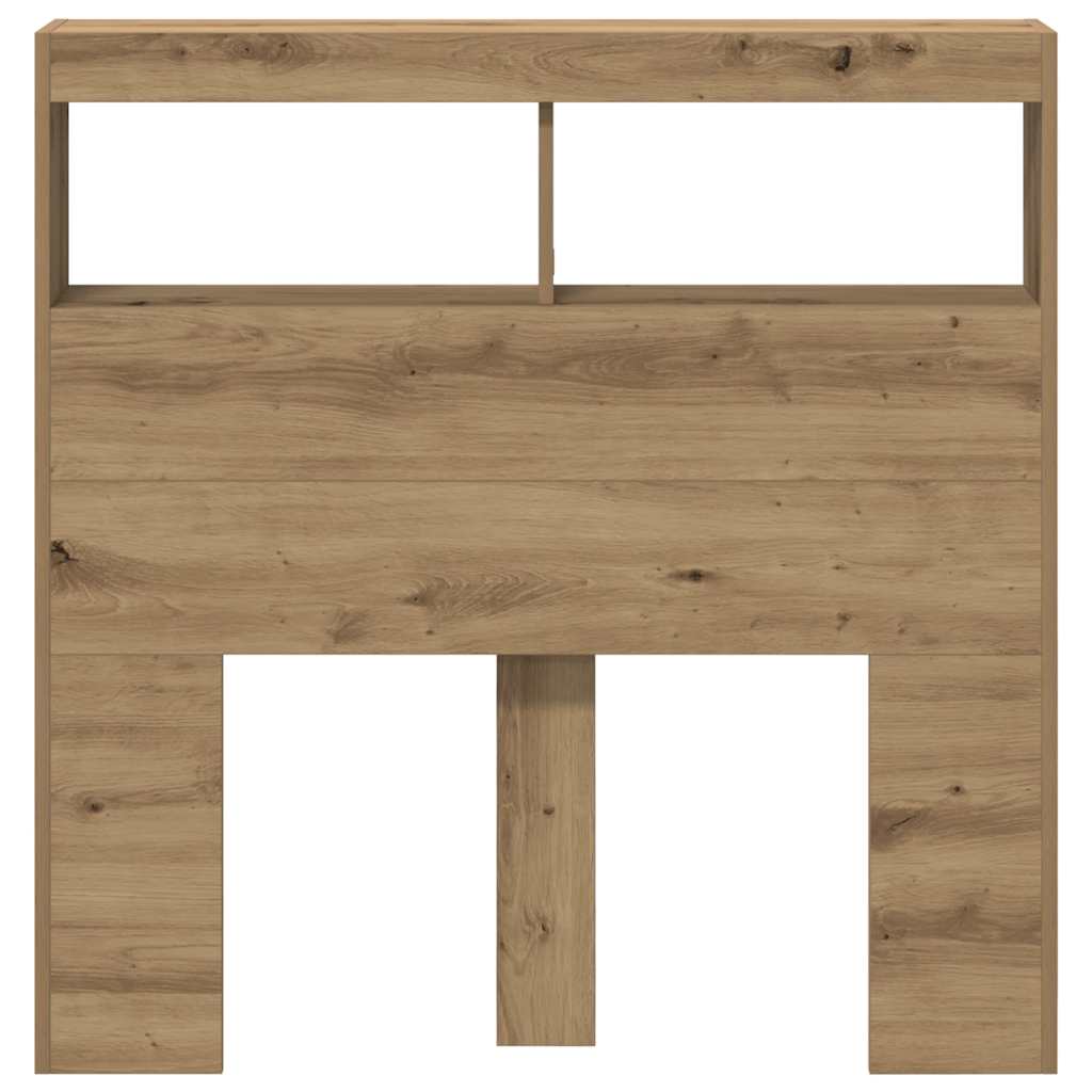 LED-Kopfteil mit Ablagen Artisan-Eiche 100x17x102 cm