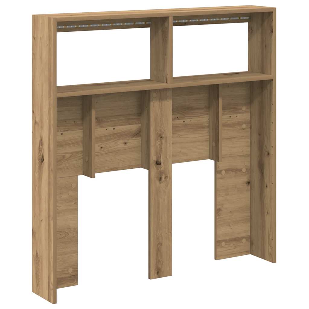 LED-Kopfteil mit Ablagen Artisan-Eiche 100x17x102 cm