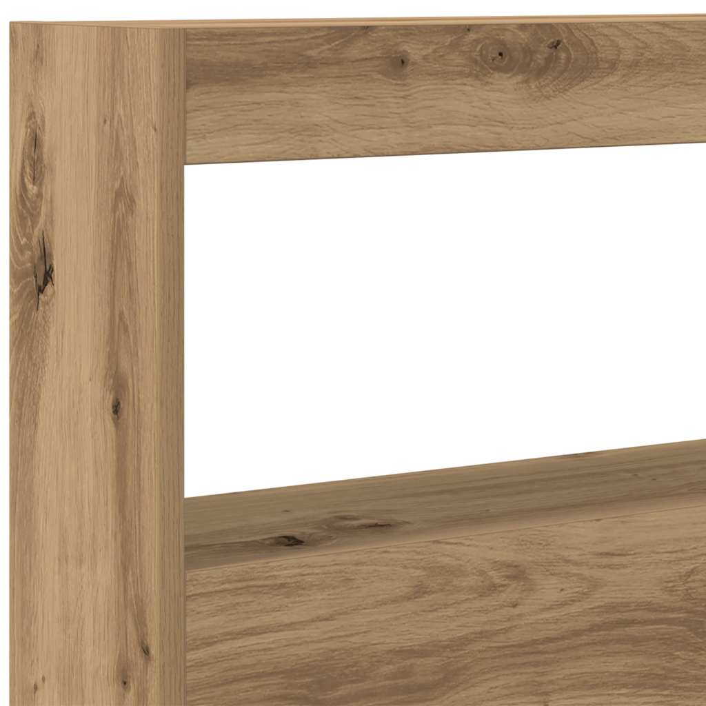 LED-Kopfteil mit Ablagen Artisan-Eiche 100x17x102 cm