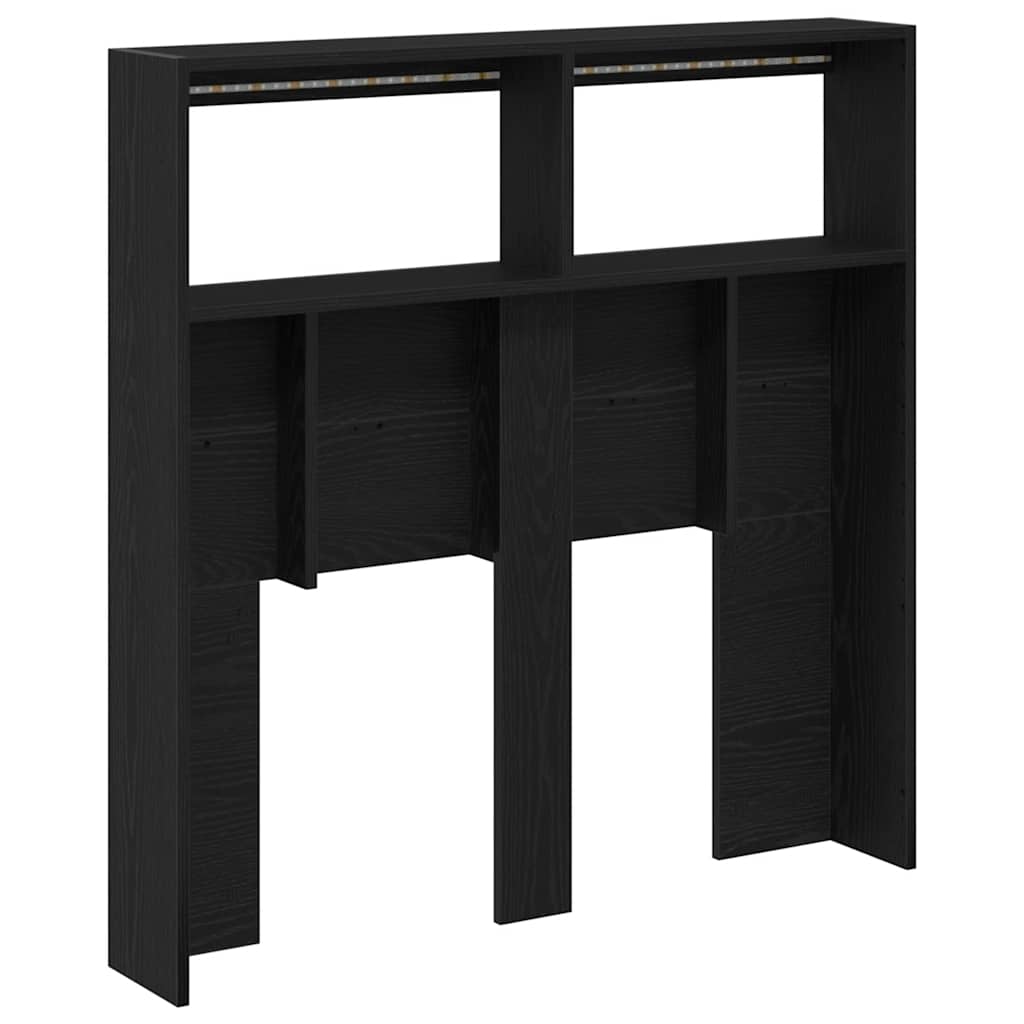 LED-Kopfteil mit Ablagen Schwarz Eichen-Optik 100x17x102 cm