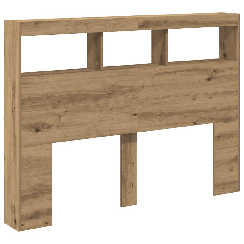LED-Kopfteil mit Ablagen Artisan-Eiche 140x17x102 cm