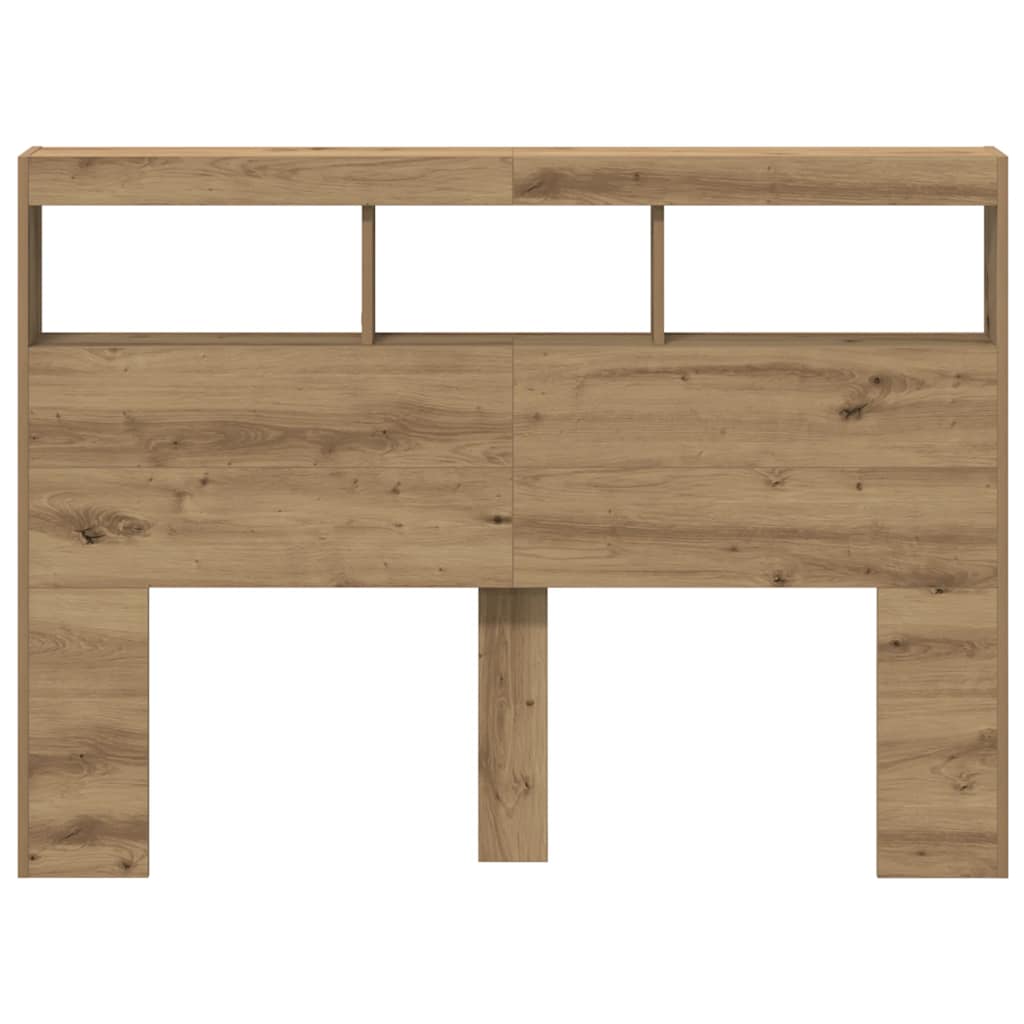 LED-Kopfteil mit Ablagen Artisan-Eiche 140x17x102 cm