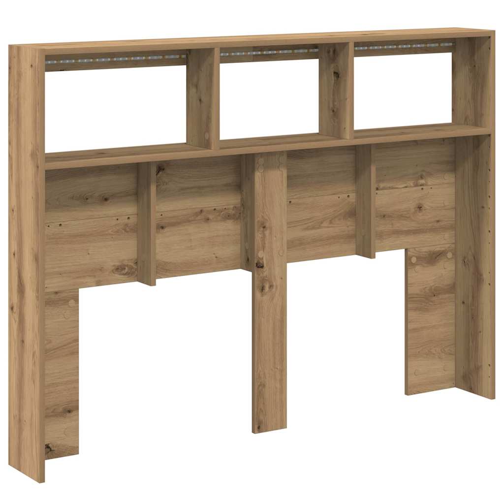 LED-Kopfteil mit Ablagen Artisan-Eiche 140x17x102 cm