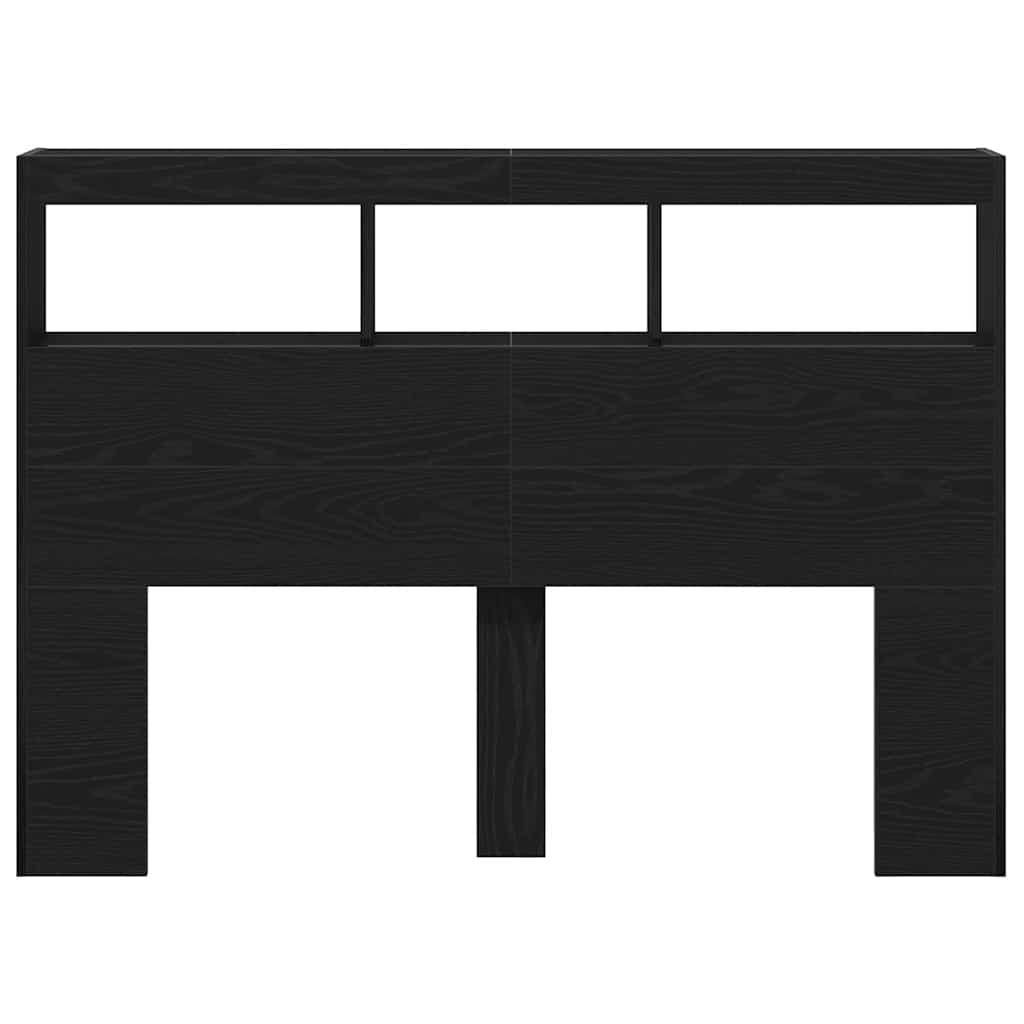 LED-Kopfteil mit Ablagen Schwarz Eichen-Optik 140x17x102 cm