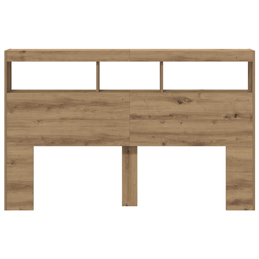 LED-Kopfteil mit Ablagen Artisan-Eiche 160x17x102 cm