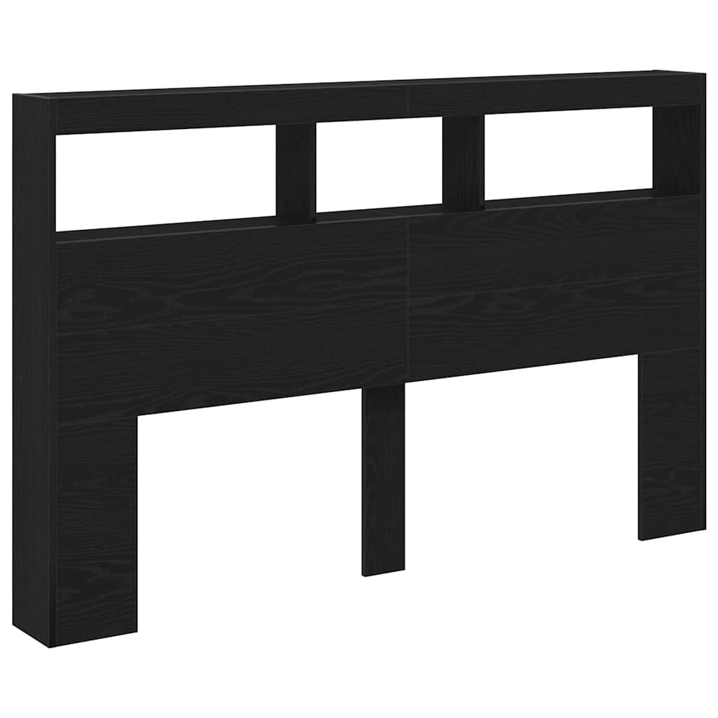LED-Kopfteil mit Ablagen Schwarz Eichen-Optik 160x17x102 cm