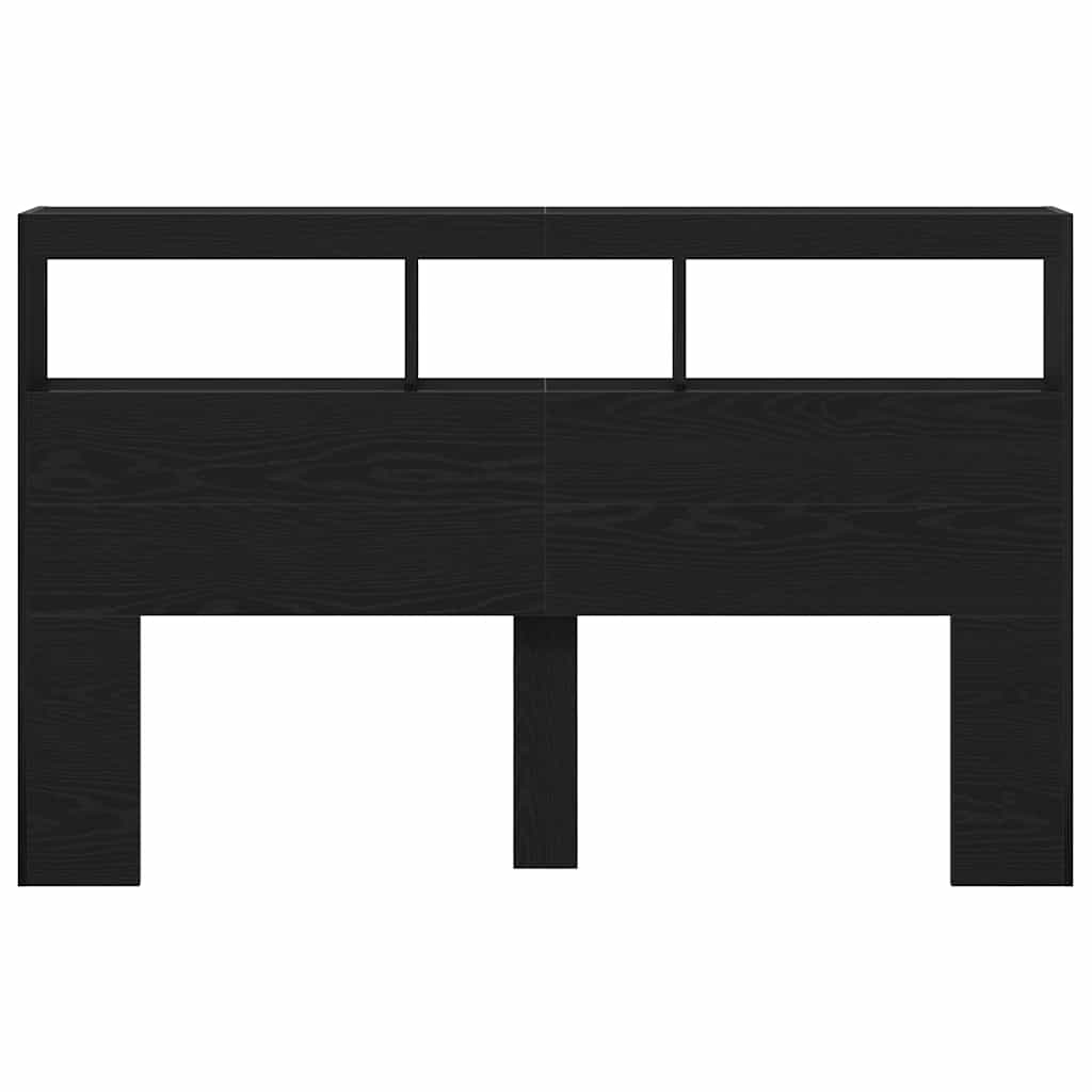 LED-Kopfteil mit Ablagen Schwarz Eichen-Optik 160x17x102 cm