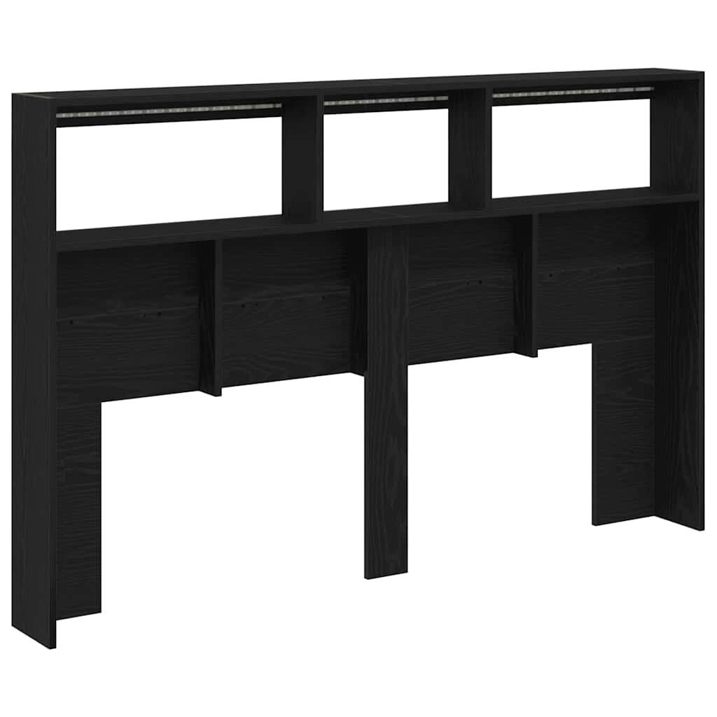 LED-Kopfteil mit Ablagen Schwarz Eichen-Optik 160x17x102 cm