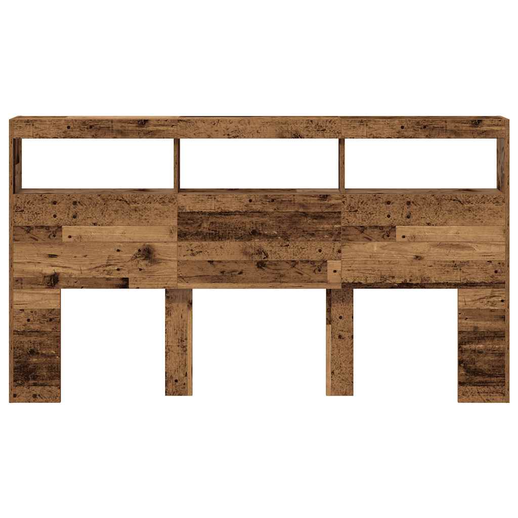LED-Kopfteil mit Ablagen Altholz-Optik 180x17x102 cm