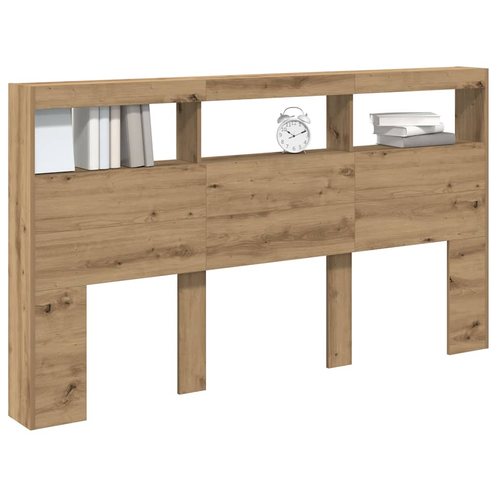 LED-Kopfteil mit Ablagen Artisan-Eiche 180x17x102 cm