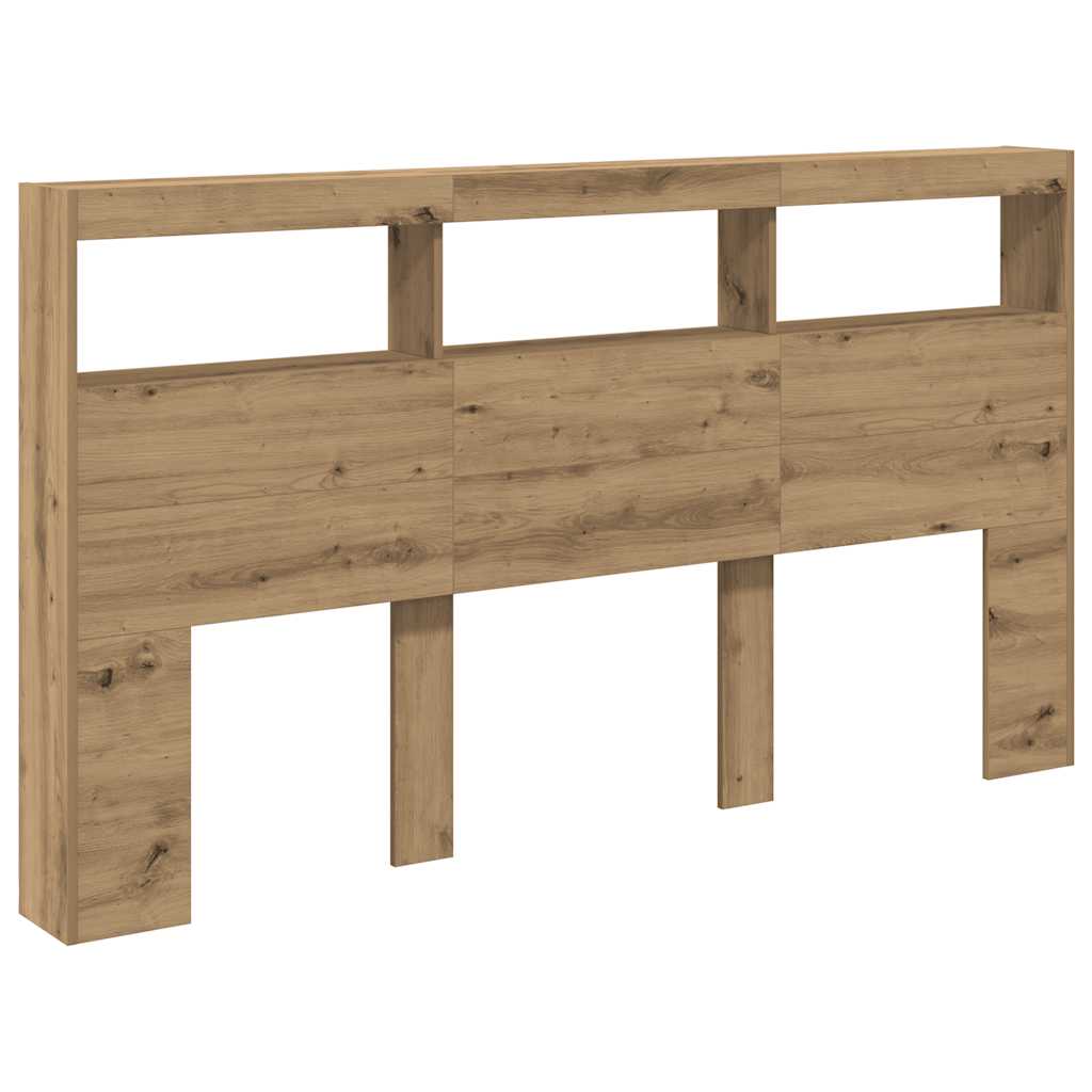 LED-Kopfteil mit Ablagen Artisan-Eiche 180x17x102 cm