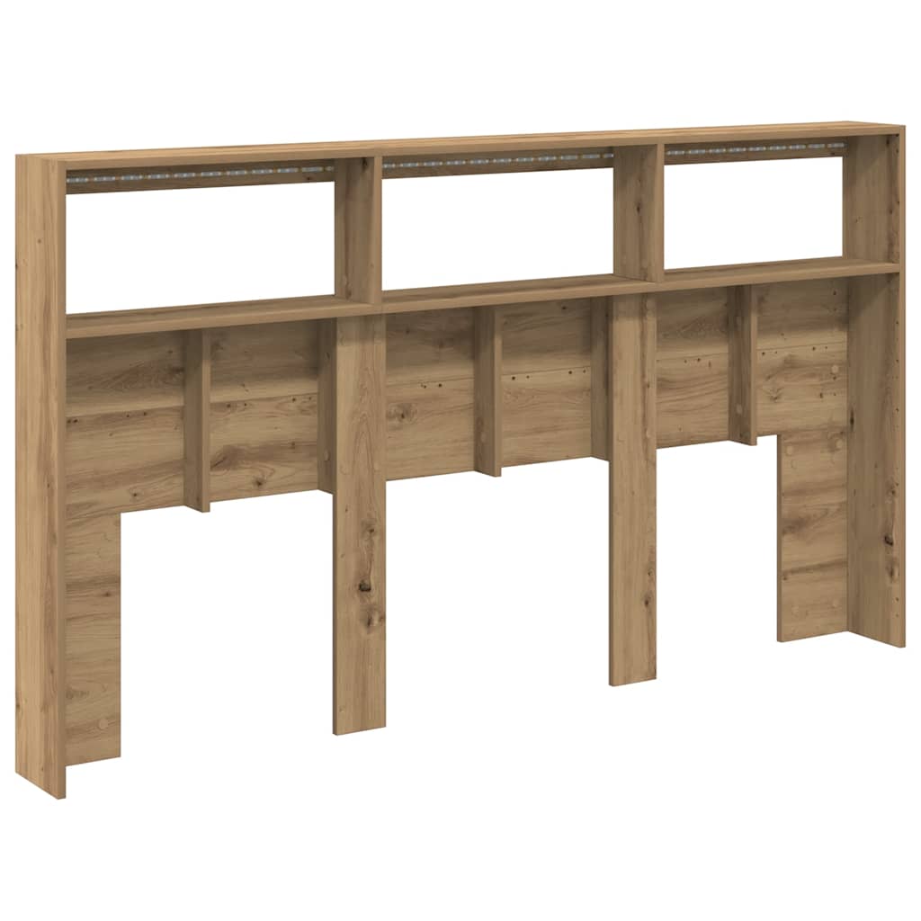 LED-Kopfteil mit Ablagen Artisan-Eiche 180x17x102 cm