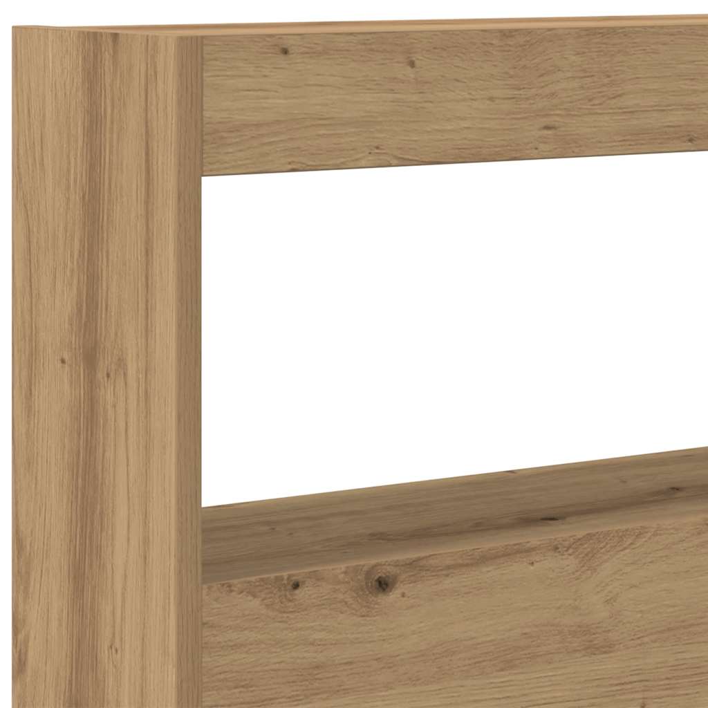 LED-Kopfteil mit Ablagen Artisan-Eiche 180x17x102 cm