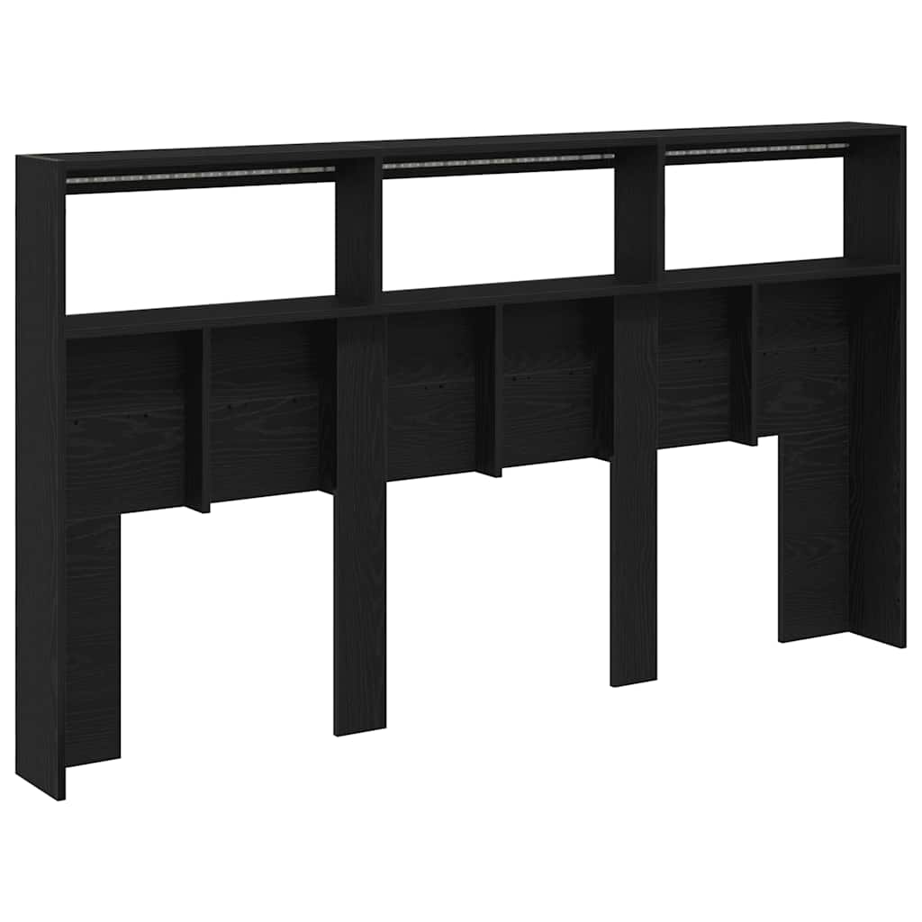 LED-Kopfteil mit Ablagen Schwarz Eichen-Optik 180x17x102 cm