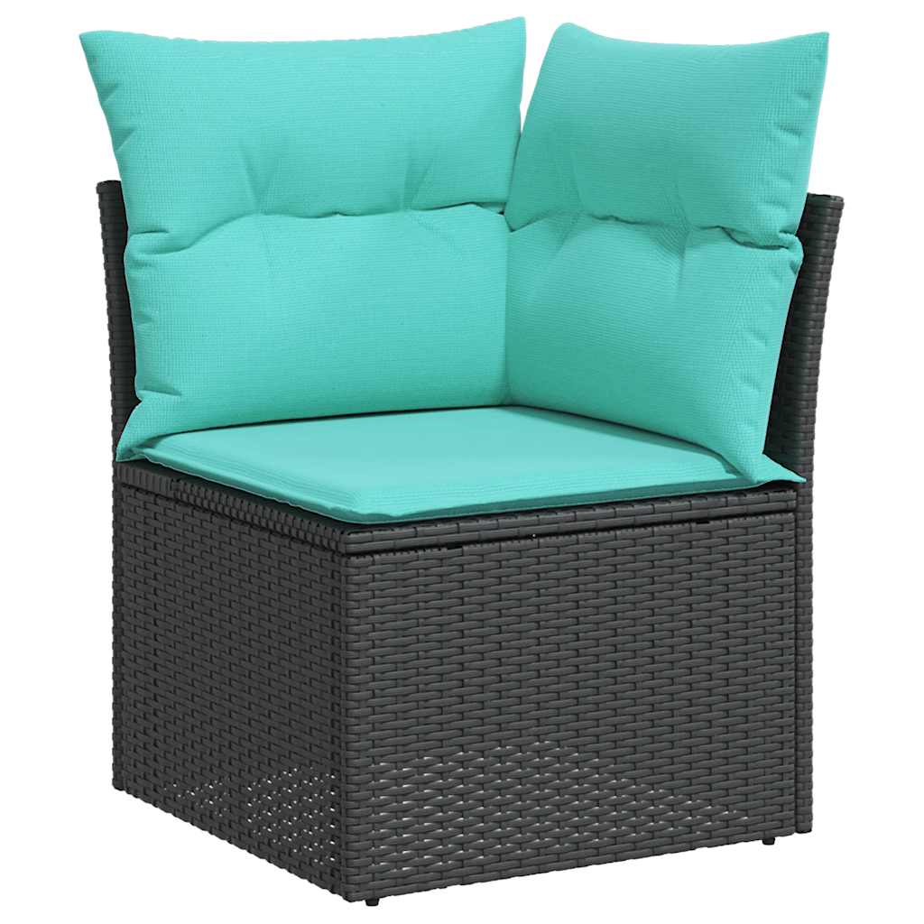 8-tlg. Garten-Sofagarnitur mit Kissen Schwarz Poly Rattan