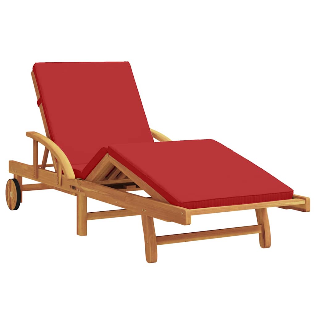 Sonnenliege Rot 200 x 67 x 84 cm Massivholz Akazie