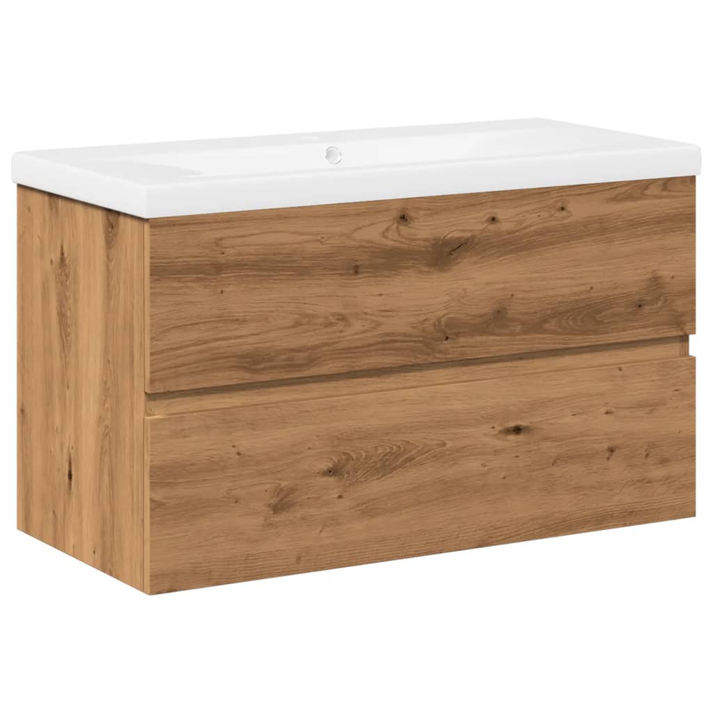 Waschbeckenunterschrank mit Einbaubecken Artisan-Eiche