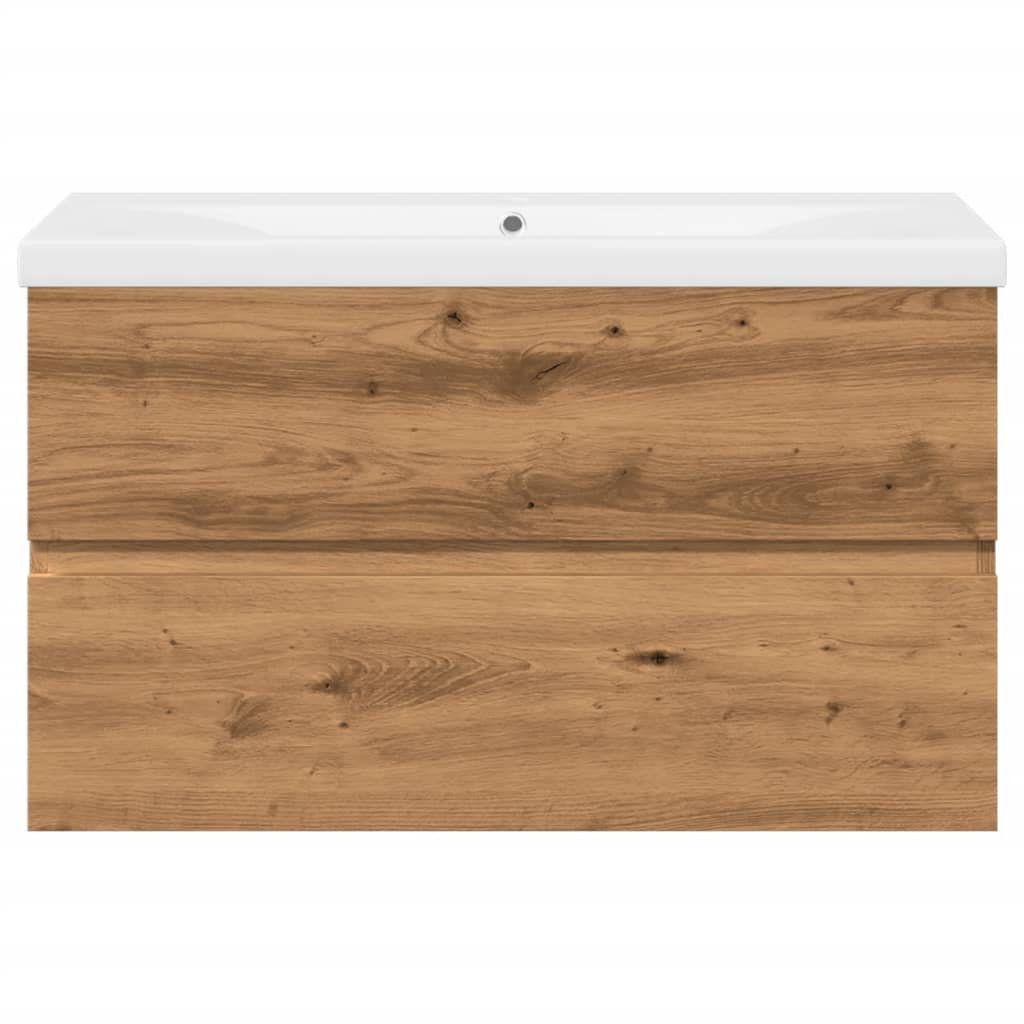 Waschbeckenunterschrank mit Einbaubecken Artisan-Eiche