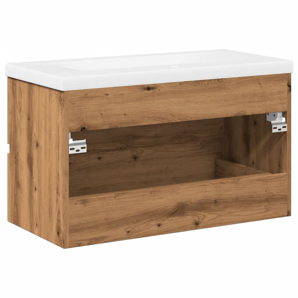 Waschbeckenunterschrank mit Einbaubecken Artisan-Eiche