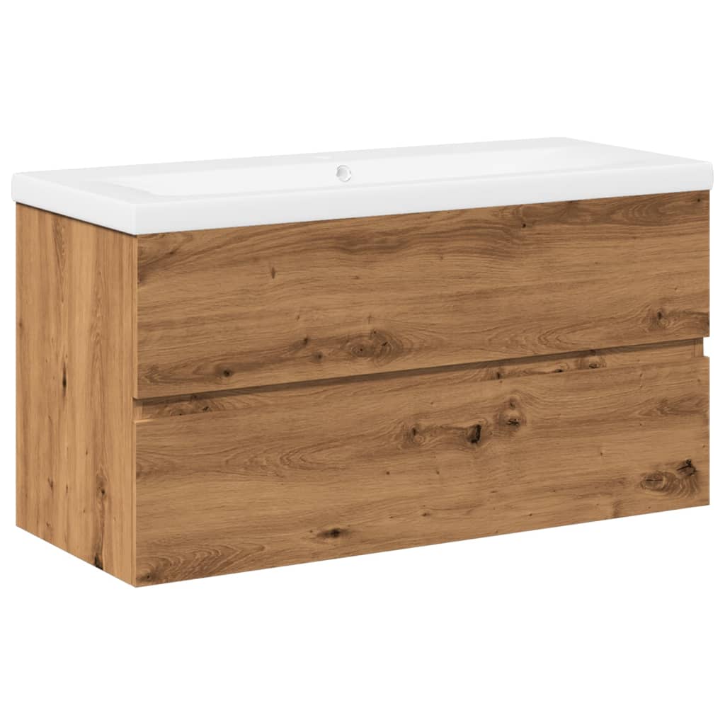 Waschbeckenunterschrank mit Einbaubecken Artisan-Eiche