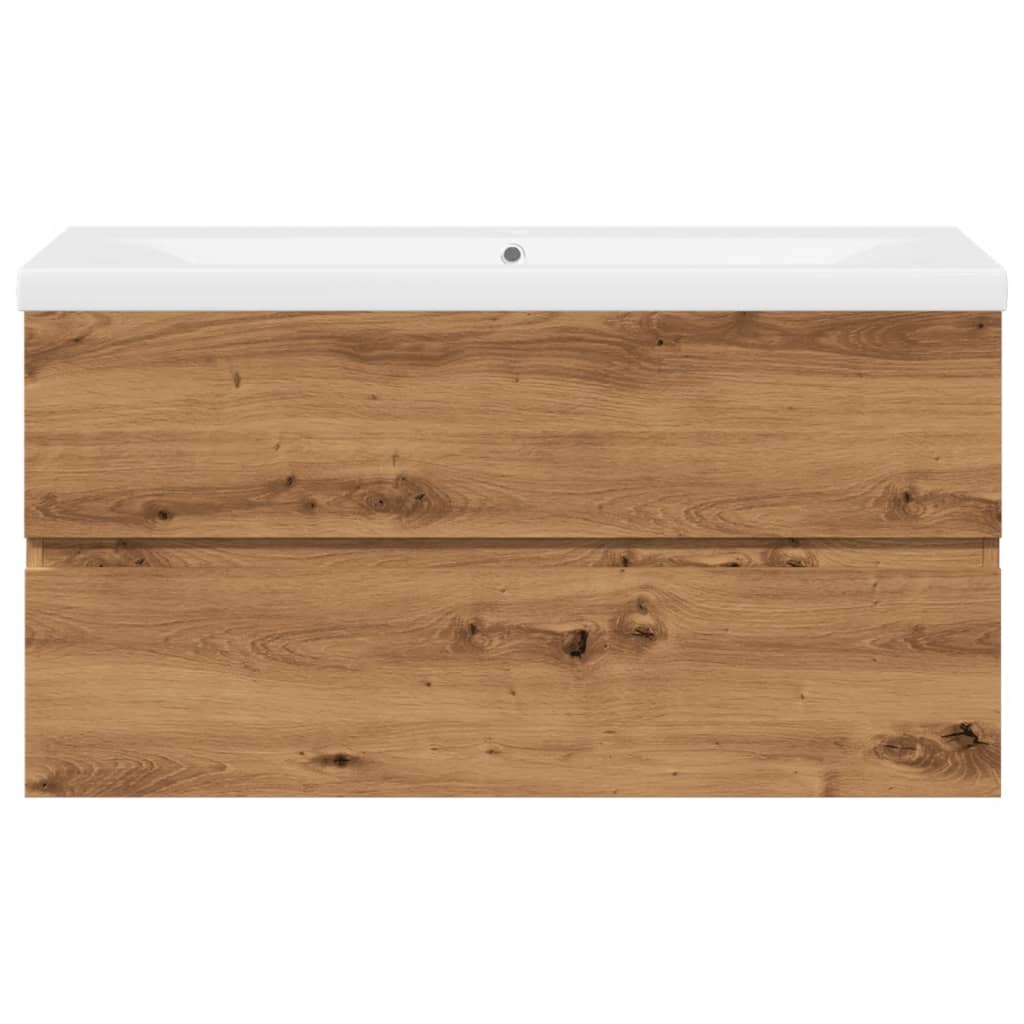 Waschbeckenunterschrank mit Einbaubecken Artisan-Eiche
