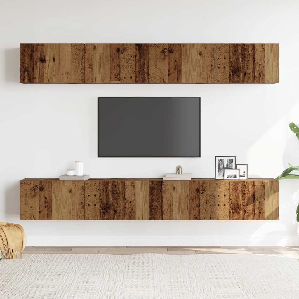 4-teiliges TV-Wandschrank-Set Altholz 100x30x30 cm