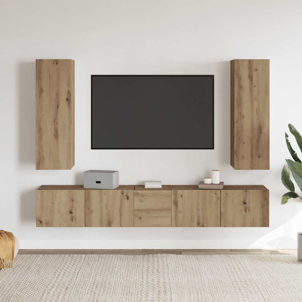 TV-Wandschränke 5 Stk. Artisan-Eiche Holzwerkstoff