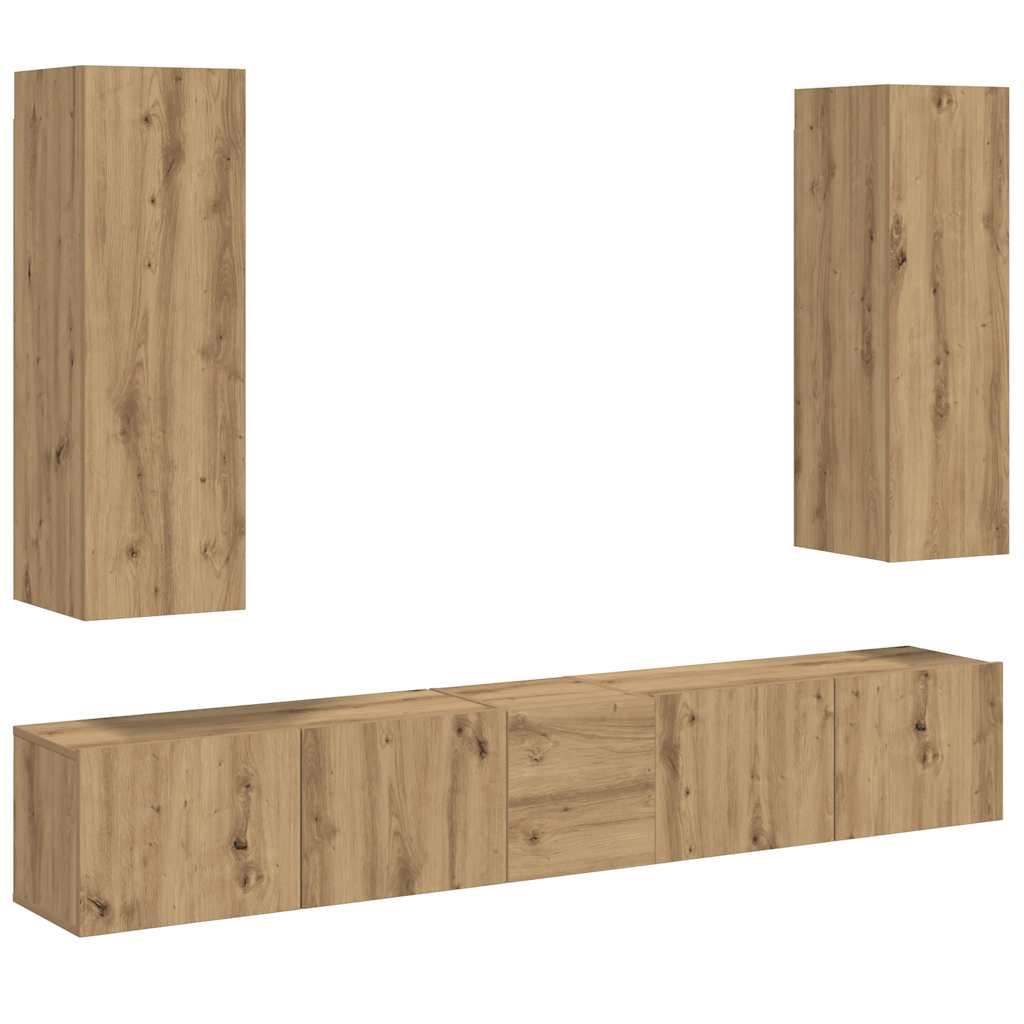 TV-Wandschränke 5 Stk. Artisan-Eiche Holzwerkstoff