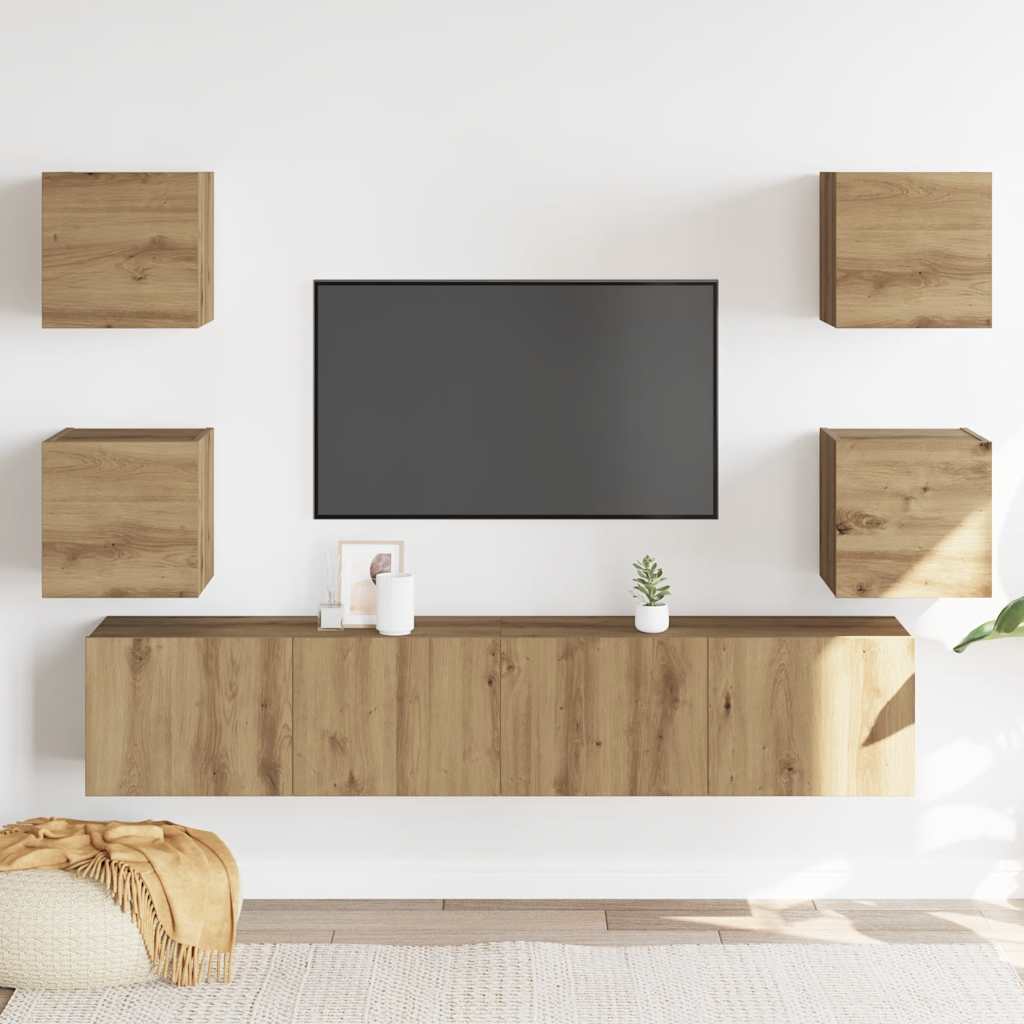 TV-Wandschränke 6 Stk. Artisan-Eiche Holzwerkstoff