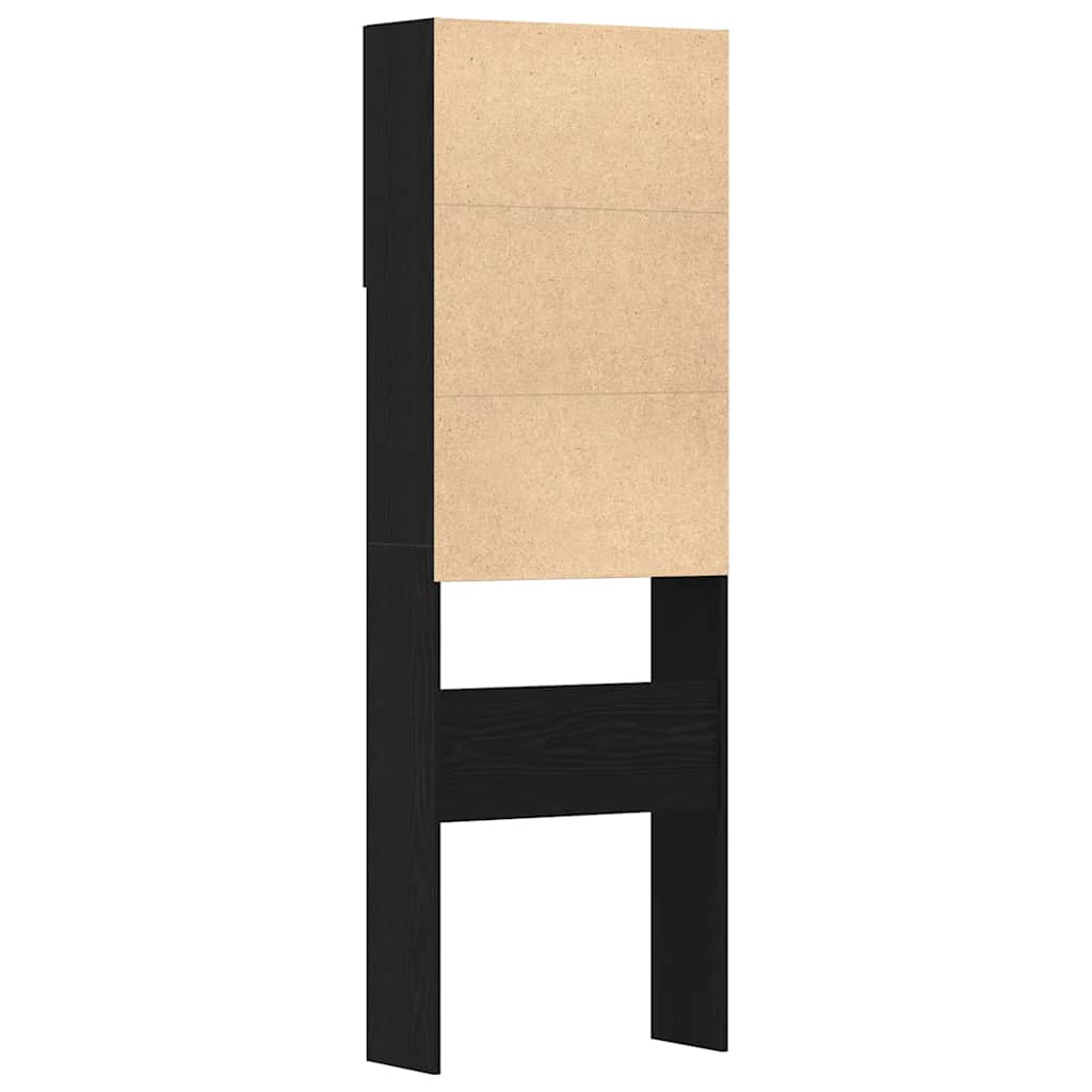 Waschmaschinenschrank Schwarz Eichen-Optik 64x24x190 cm