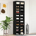 Schuhschrank Schwarz Eichen-Optik 54x34x183 cm Holzwerkstoff