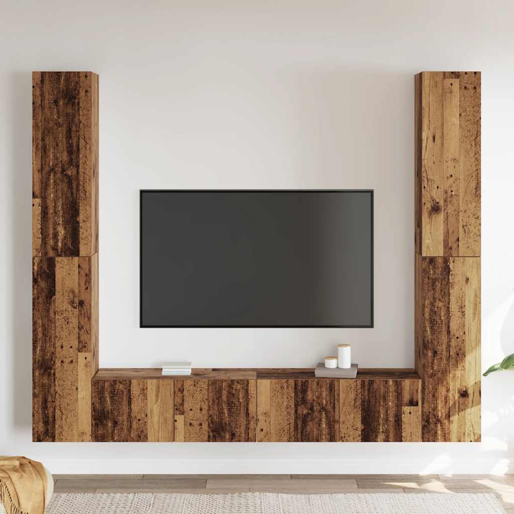 TV-Wandschränke 6 Stk. Altholz-Optik Holzwerkstoff