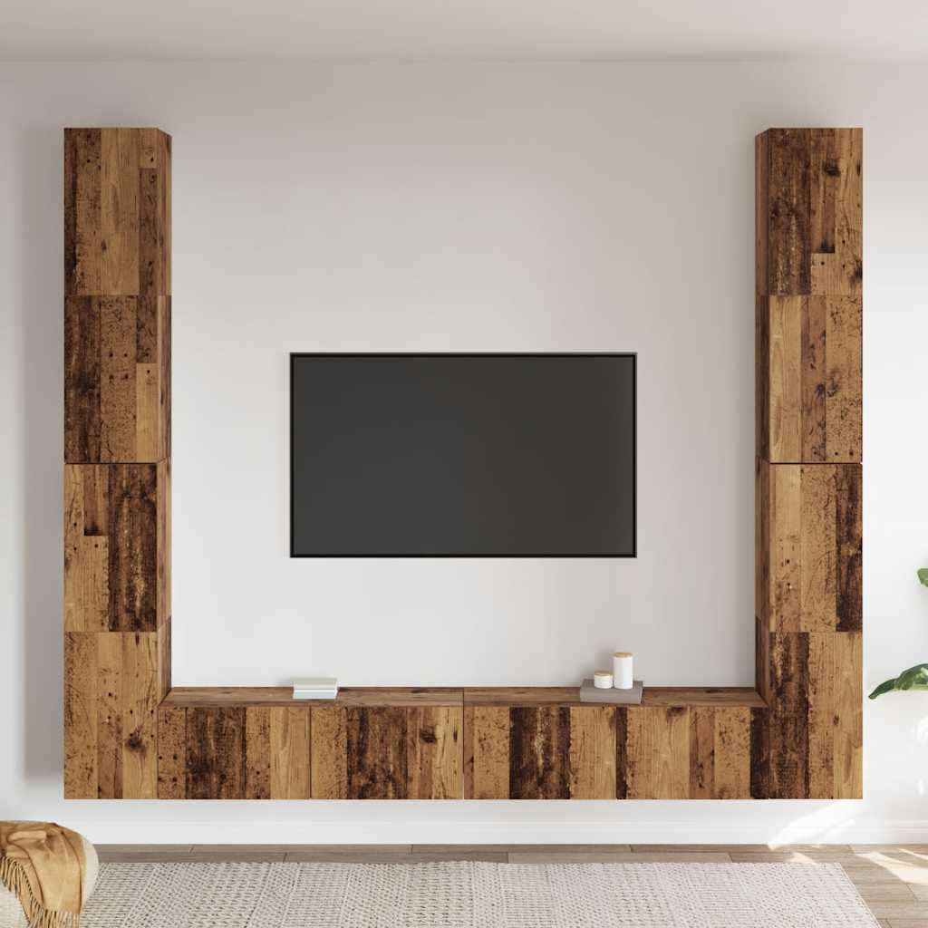TV-Wandschränke 6 Stk. Altholz-Optik Holzwerkstoff